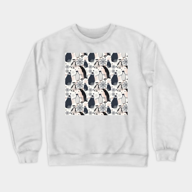 Snowy Penguins - Muted Crewneck Sweatshirt by monitdesign